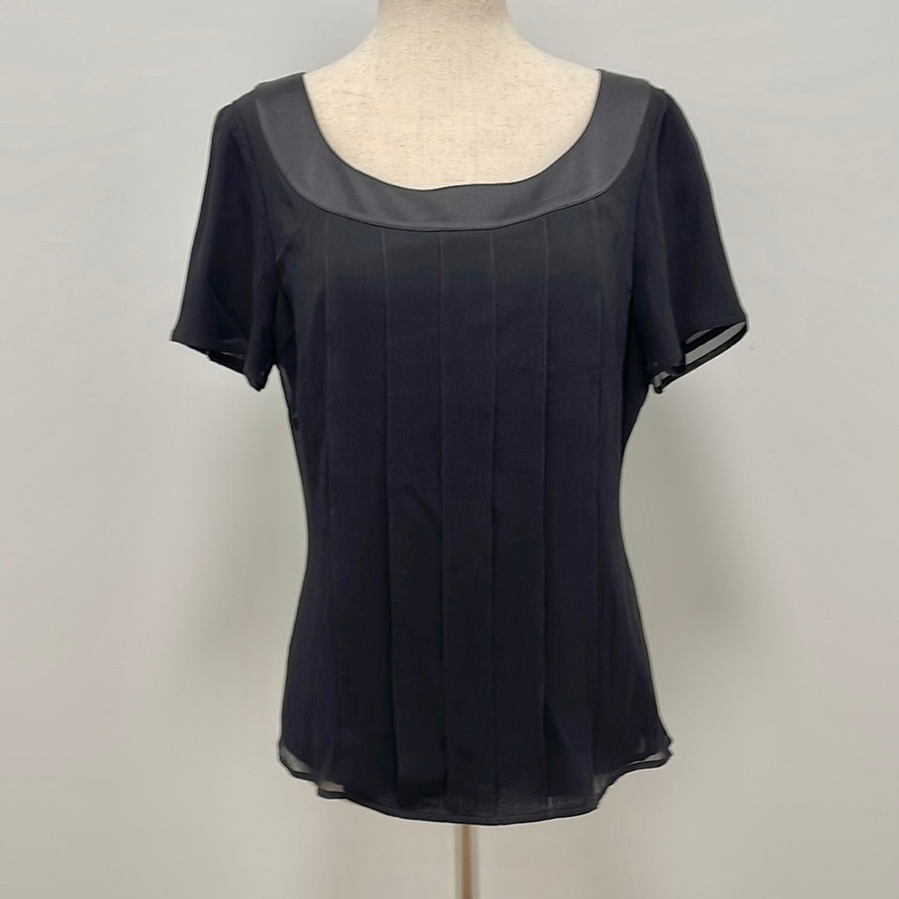 St. John Caviar Collection Silk Blouse, Black, 6